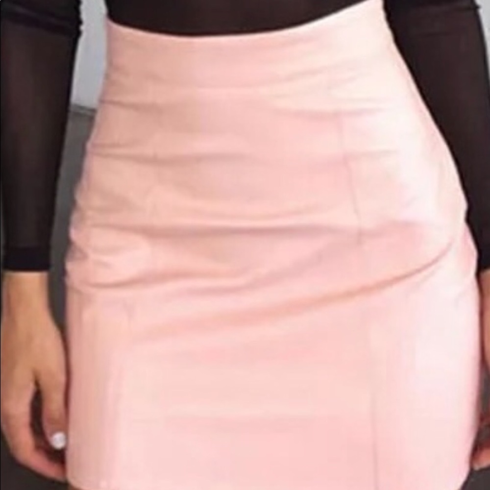 Pink fox leather skirt